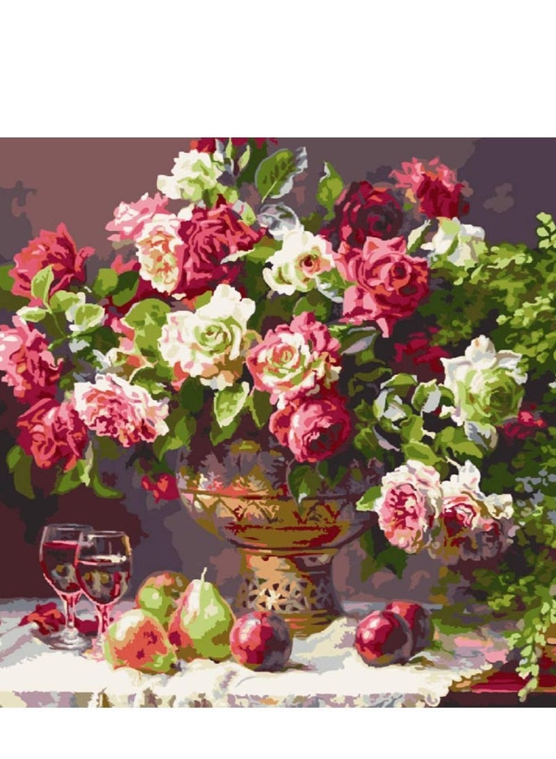 Y&D DIY Paint by Numbers Rose, for Adults Kids Tulip Painting Acrylic Kit Home Wall Living Room Bedroom Decoration - Image 1