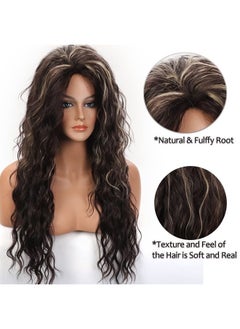 Dark Brown with Blonde Highlight Curly Long Wigs for Women Heat Synthetic Wig Brown Loose Curls Free Part Puffy Wig - pzsku/Z61D68EFD0A84FDC0FBB3Z/45/_/1683890831/2c523336-82bd-43b0-8e48-695f897df813