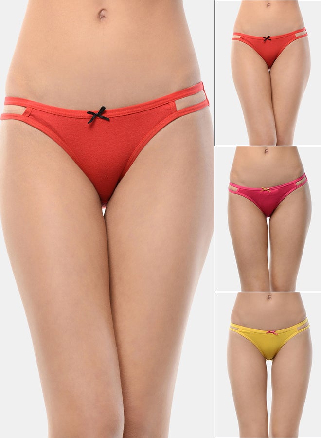 Pack of 3 - Cut-Out Detail Cotton Bikini