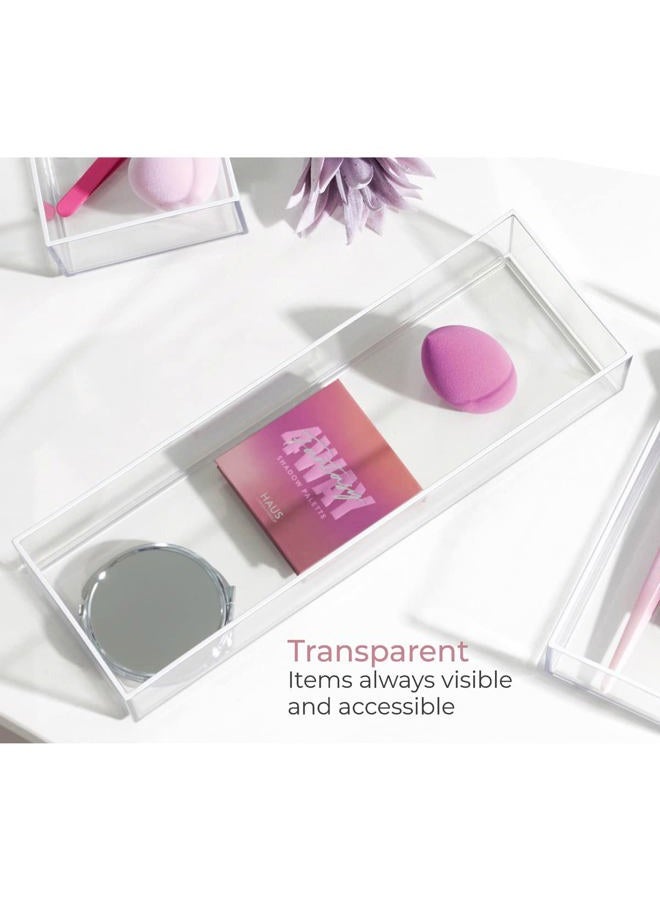 iDesign The Sarah Tanno Collection Plastic Cosmetic Drawer Organizer, 4" x 12" x 2", Clear - Image 3