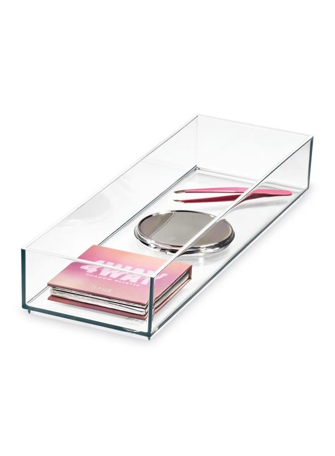 iDesign The Sarah Tanno Collection Plastic Cosmetic Drawer Organizer, 4" x 12" x 2", Clear - Image 1