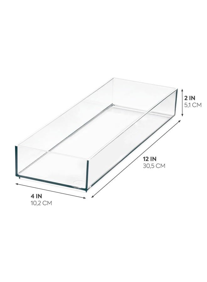 iDesign The Sarah Tanno Collection Plastic Cosmetic Drawer Organizer, 4" x 12" x 2", Clear - Image 2