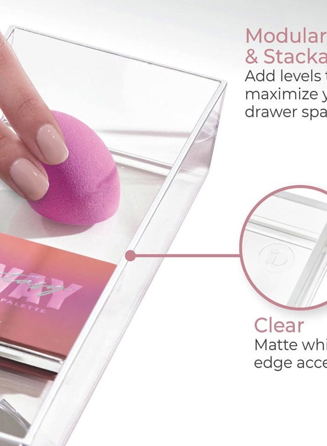 iDesign The Sarah Tanno Collection Plastic Cosmetic Drawer Organizer, 4" x 12" x 2", Clear - Image 5