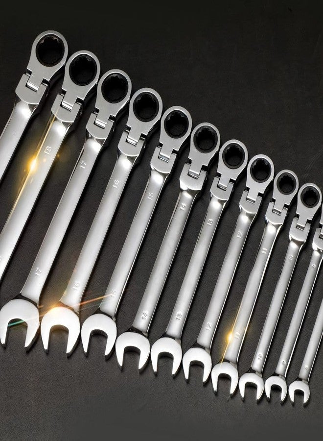 FLZOSPER 22-Piece Flex-Head Ratcheting Wrench Set，Metric & SAE Chrome Vanadium Steel Hand Combination Wrench Spanner with Portable Carrying Bag - Image 3