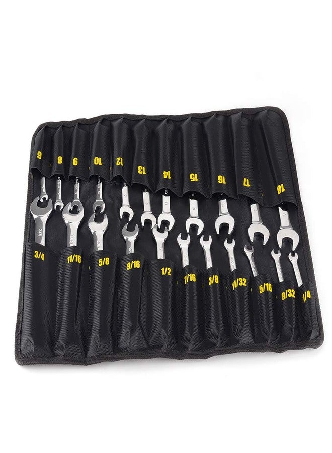 FLZOSPER 22-Piece Flex-Head Ratcheting Wrench Set，Metric & SAE Chrome Vanadium Steel Hand Combination Wrench Spanner with Portable Carrying Bag - Image 2