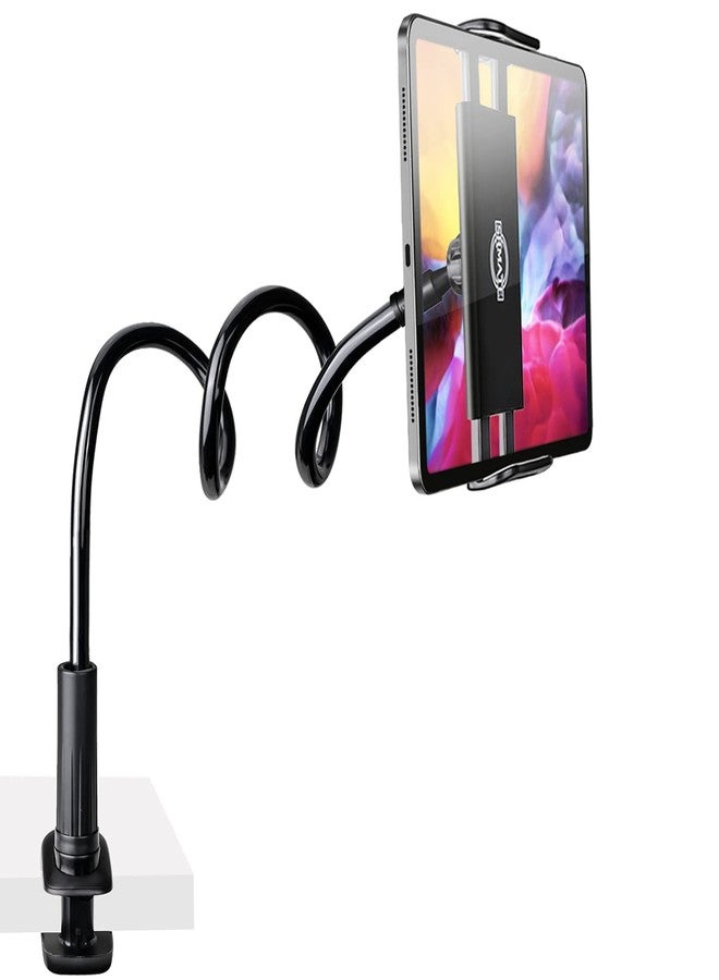 SRMATE Cellphone & Tablet 2 in 1 Clip Stand Holder with Flexible Long Arm Gooseneck Bracket Mount Clamp for pad,iPhone,Galaxy,Google Nexus,LG,Huawei,Used for Bedroom,Office,Desktop,Kitchen (Black) - Image 1