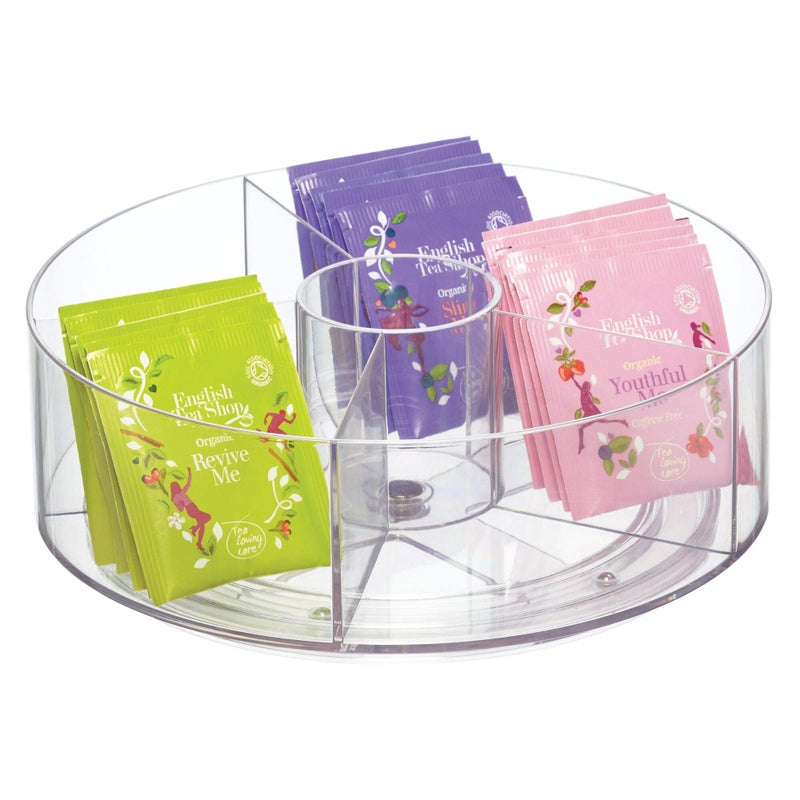 IDesign iDesign Cabinet Binz Divided Rotating Turntable Tea Packet Organizer 9 x 9 x 301 Clear 