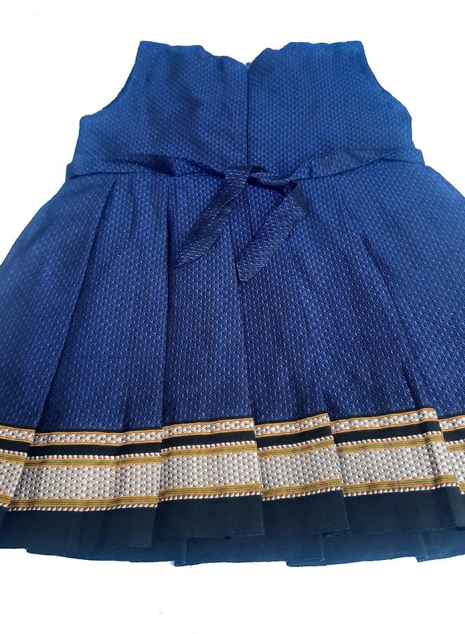 Luster Baby-Khan Frock (Age 0 to 5) N.blue, Pink Blended Hand Made Cotton (pure) khan/Khun/ilkal fabric frock. Soft and Comfortable. (0-3 Months, Navy Blue) - Image 5