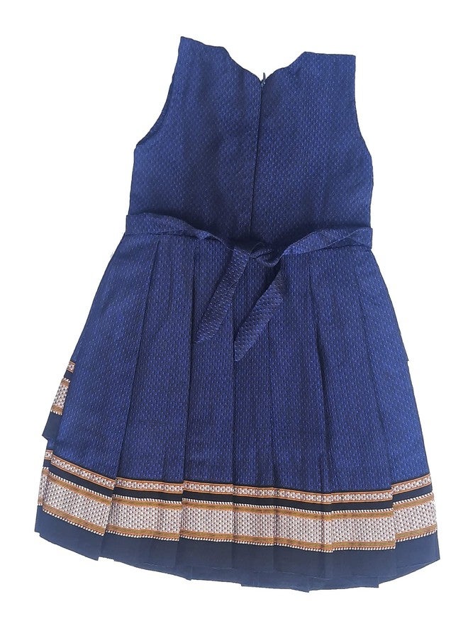 Luster Baby-Khan Frock (Age 0 to 5) N.blue, Pink Blended Hand Made Cotton (pure) khan/Khun/ilkal fabric frock. Soft and Comfortable. (0-3 Months, Navy Blue) - Image 2