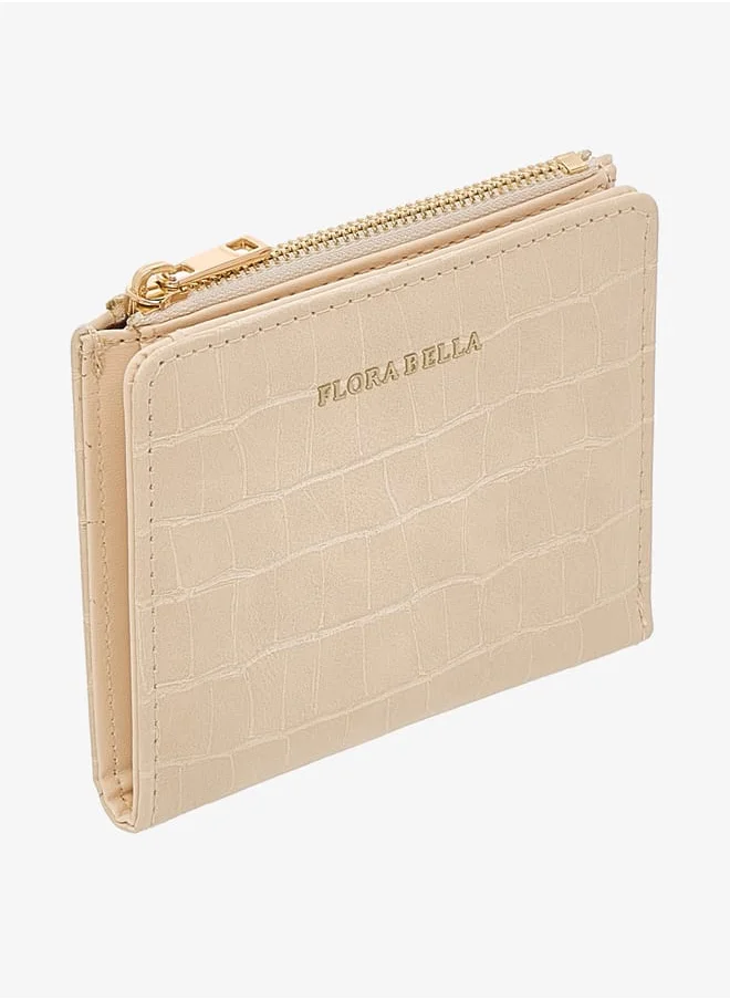 Flora Bella By Shoexpress Women Textured Cardholder with Zip Closure