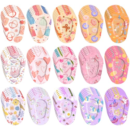 Jollidecor 75 Pcs Kids Eye Patches 15 Cute Styles Soft Breathable Cotton Adhesive Patches for Amblyopia and Lazy Eye, 2.95"x1.96" Disposable Bandages for Toddlers, Girls & Adults, Bulk Pack - Image 1