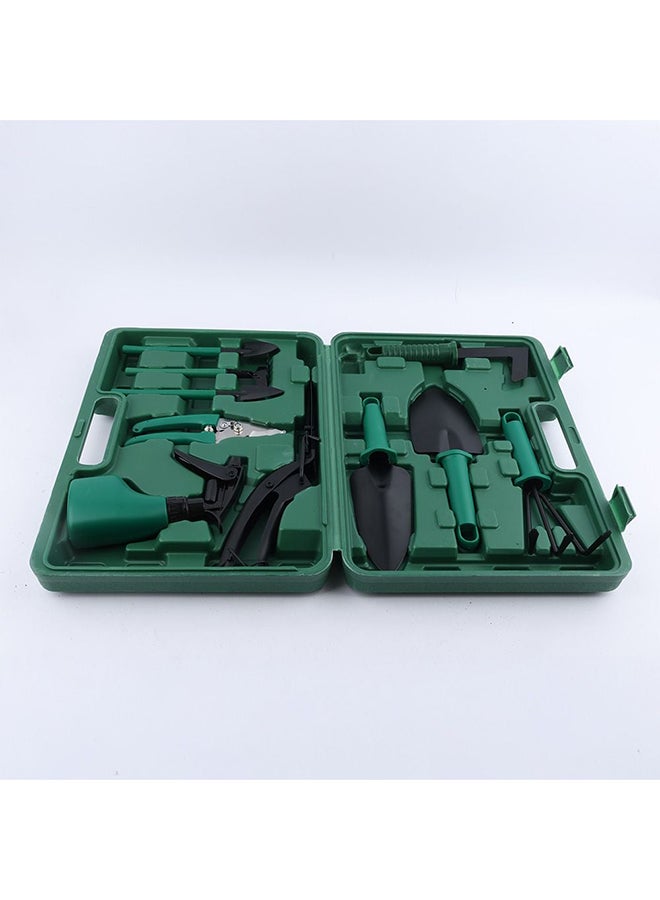 Milano 10Pcs Gardening Set – Complete Durable Garden Tool Kit with Trowel, Pruner, Fork, Gloves & More, Ergonomic Handles, Rust-Resistant, Perfect for Planting, Weeding & Landscaping - 37X28X7Cm- Green - Image 1