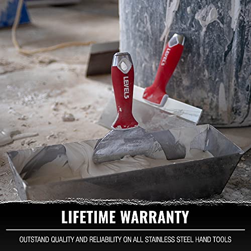 Level-5 LEVEL5 Drywall Finishing Hand Tool Kit | 5, 6 Inch Joint Knives, 10, 12 Inch Taping Knives, 14 Inch Mud Pan | Stainless Steel Blades, Soft Grip Handles | Sheetrock Gyprock Plasterboard | 5-600 - Image 2