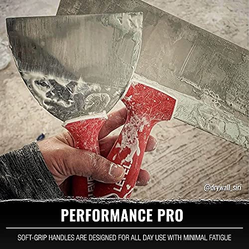 Level-5 LEVEL5 Drywall Finishing Hand Tool Kit | 5, 6 Inch Joint Knives, 10, 12 Inch Taping Knives, 14 Inch Mud Pan | Stainless Steel Blades, Soft Grip Handles | Sheetrock Gyprock Plasterboard | 5-600 - Image 4
