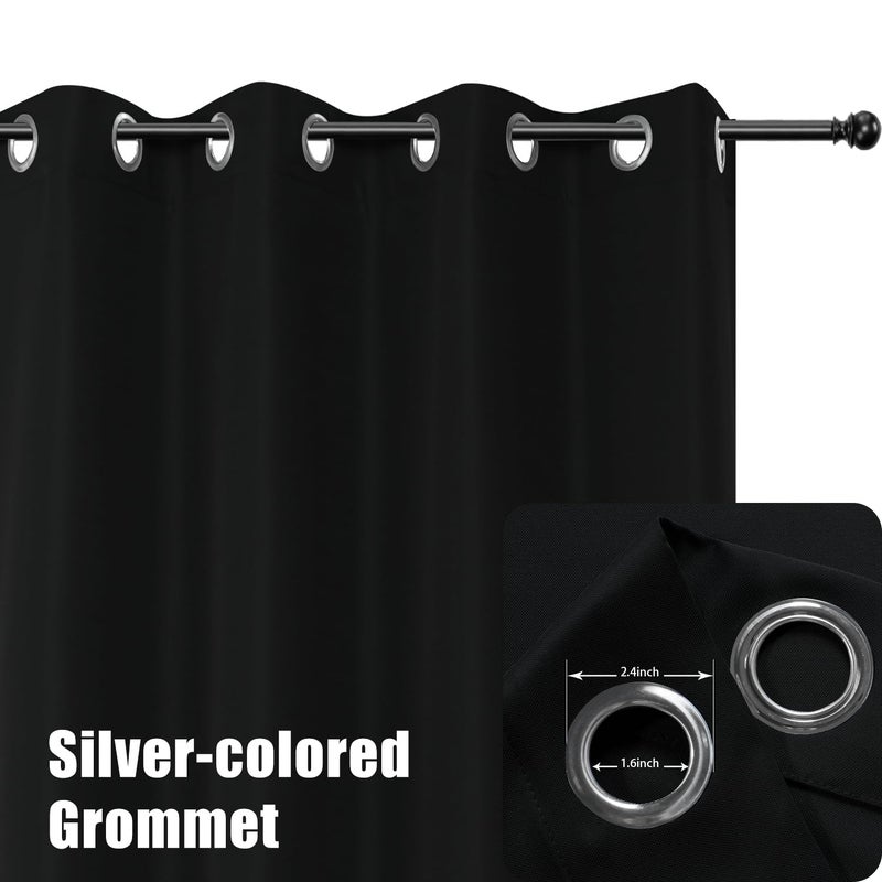 BONZER Outdoor Curtains for Patio Water Resistant Heavy Privacy Light Filtering Grommet Outside Curtains for Porch, Pergola, Gazebo, 1 Panel, 54W x 84L inch, Black - Image 2