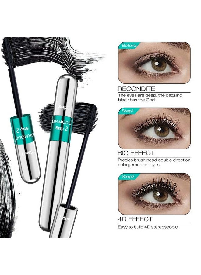 درمود ماسكارا ألياف الحرير رباعية الأبعاد - ماسكارا 2 في 1، طول أسود 5 مرات أطول، مظهر طبيعي وذو تأثير زائف في ماسكارا واحدة تدوم طويلاً، مكياج للنساء - Image 2