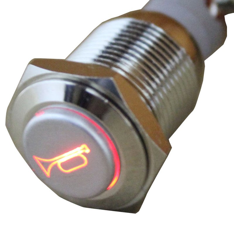 ESUPPORT مفتاح تبديل معدني لحظة زر مكبر الصوت LED أحمر 12 فولت للسيارات ESUPPORT E 19 مم - Image 4