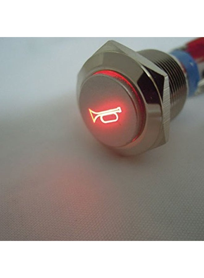 ESUPPORT مفتاح تبديل معدني لحظة زر مكبر الصوت LED أحمر 12 فولت للسيارات ESUPPORT E 19 مم - Image 3