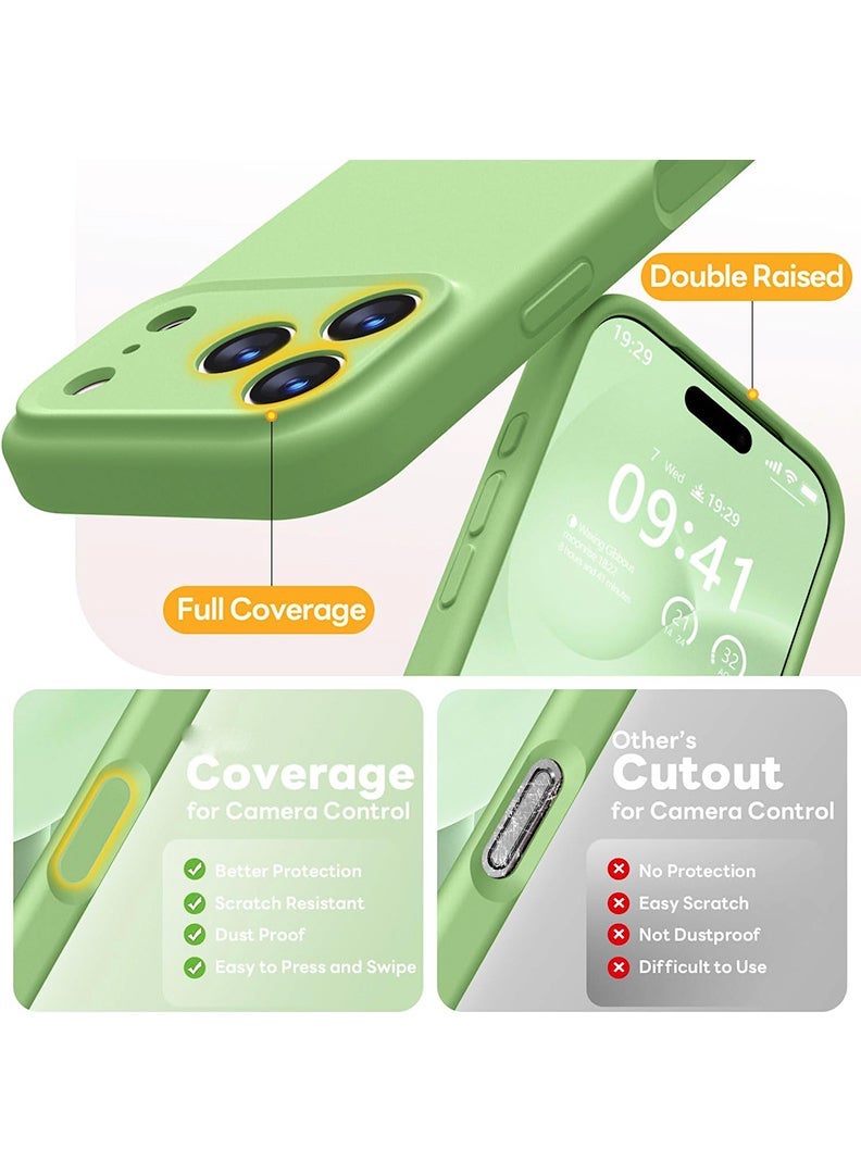 Case Up Compatible with Apple iPhone 17 Pro Max Case, Soft & Premium Liquid Silicone [Anti-Scratch Microfiber Lining] Shockproof Protective Slim Phone Cover Matcha Green - Image 3