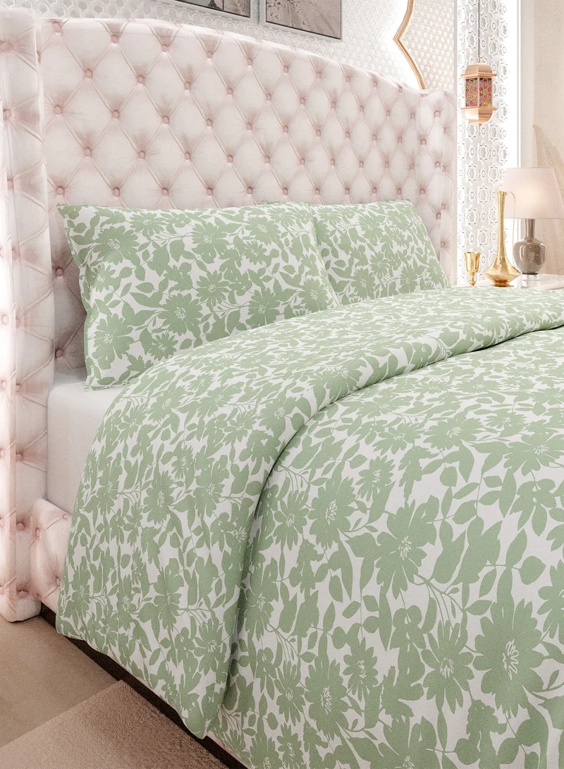 Color Sense Print 1 Comforter + 2 Pillow Cases Double Cotton Green 220x160cm