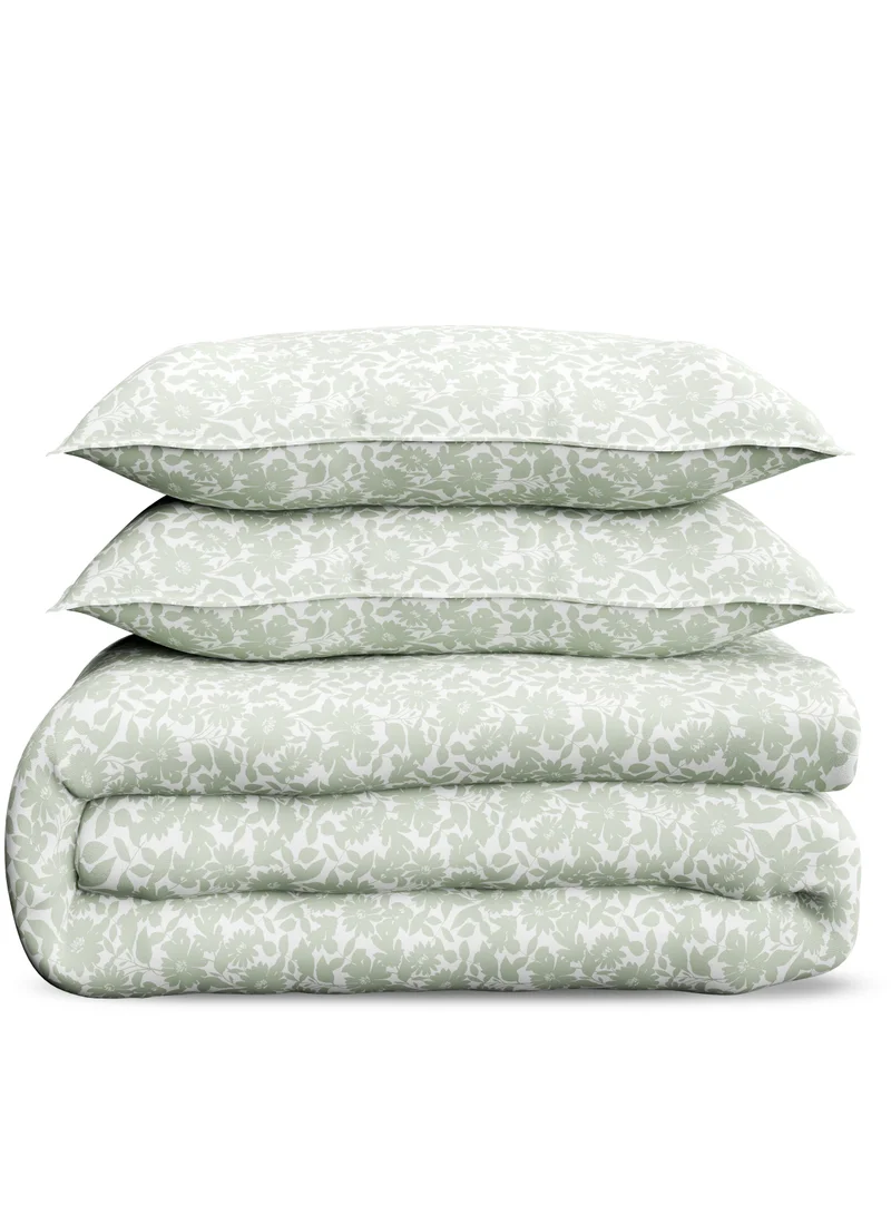 Color Sense Print 1 Comforter + 2 Pillow Cases Double Cotton Green 220x160cm