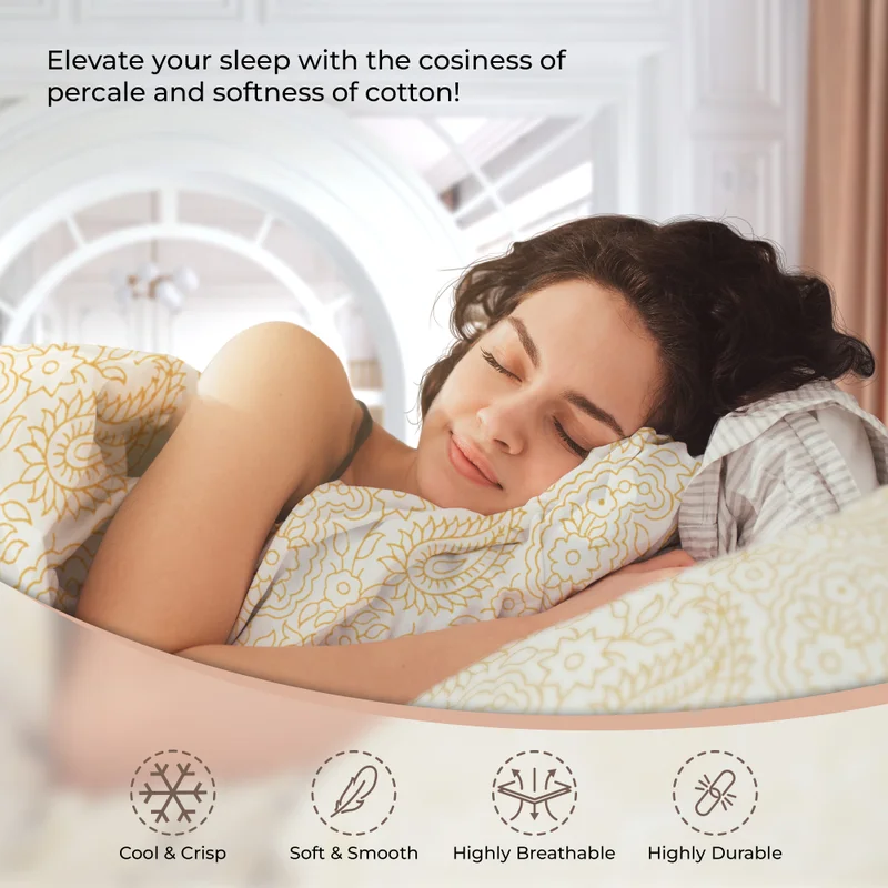 Color Sense Print 1 Comforter + 2 Pillow Cases Double Cotton Green 220x160cm
