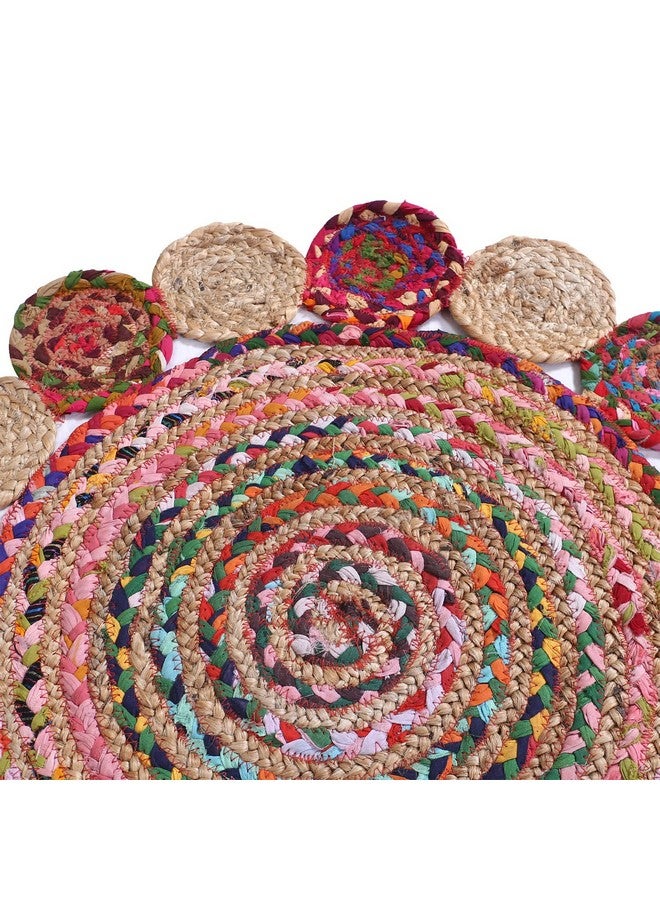 Kuber Industries سجادة منطقة مضفرة يدوية الصنع من كوبر إندستريز | حصيرة باب عضوية طبيعية مضادة للانزلاق بحواف متعددة الدوائر | سجادة لغرفة النوم، غرفة المعيشة، غرفة الطعام، 72x72 سم، (متعددة الألوان) - Image 5