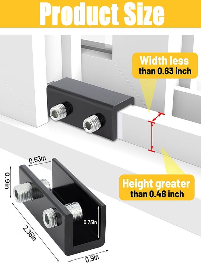 أقفال النوافذ، 4 مجموعات من أقفال النوافذ المنزلقة مع مفتاح للنوافذ والأبواب المنزلقة الرأسية والأفقية، سدادة نوافذ قابلة للتعديل من الألومنيوم لأمن غرفة نوم الفناء المنزل، أسود - Image 3
