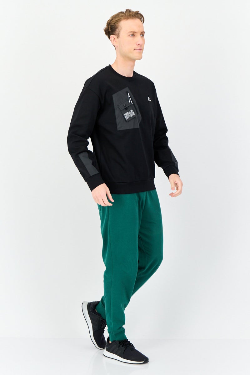 GIORDANO G-Motion Men Sportswear Fit Long Sleeves Outdoor Sweatshirt, Black  - Image 4
