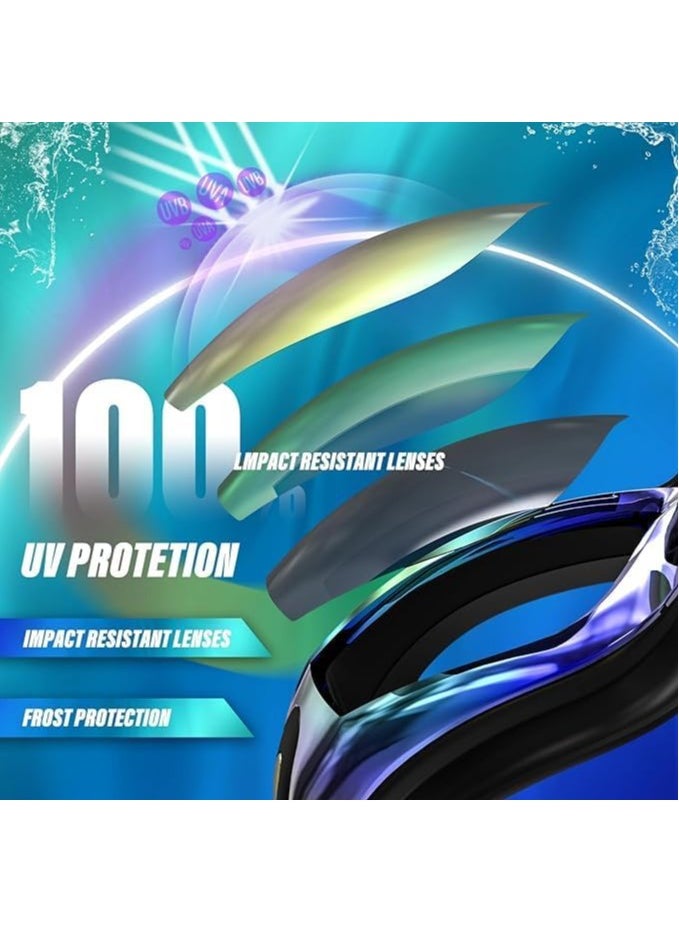 YUKE Professional Swimming Kits Swim Cap UV Protection & Anti-fog Swim Goggles Quick-Dry Swim Trunks with Earplugs Nose Clip Protection Case for Adults (Silver)  - Image 2