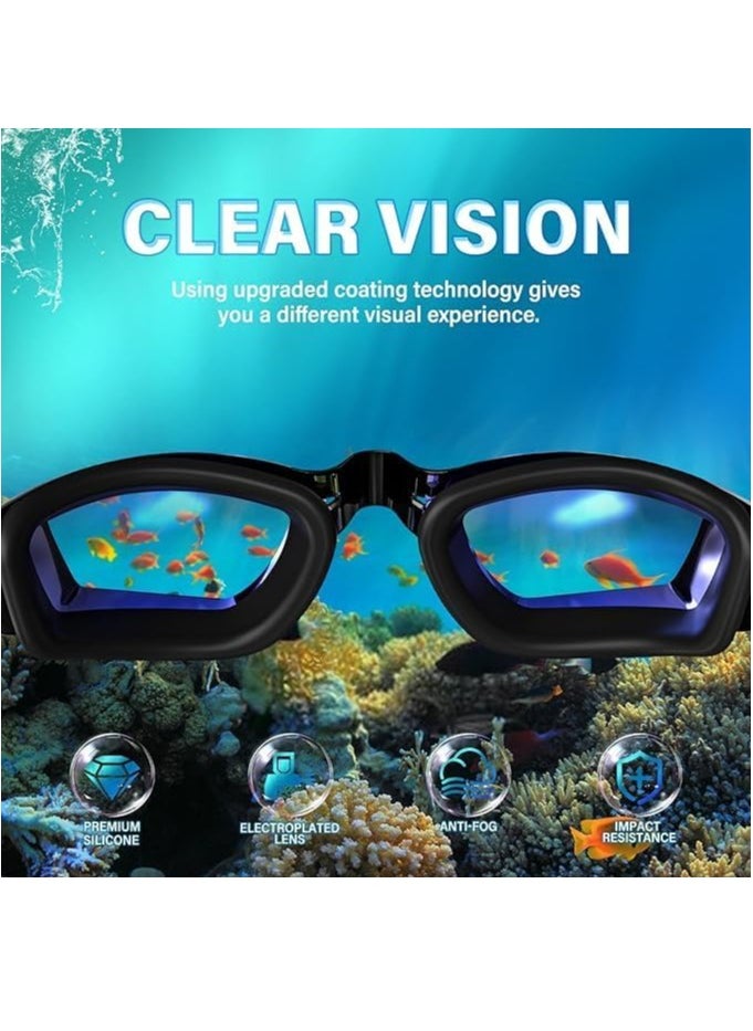 YUKE Professional Swimming Kits Swim Cap UV Protection & Anti-fog Swim Goggles Quick-Dry Swim Trunks with Earplugs Nose Clip Protection Case for Adults (Silver)  - Image 3