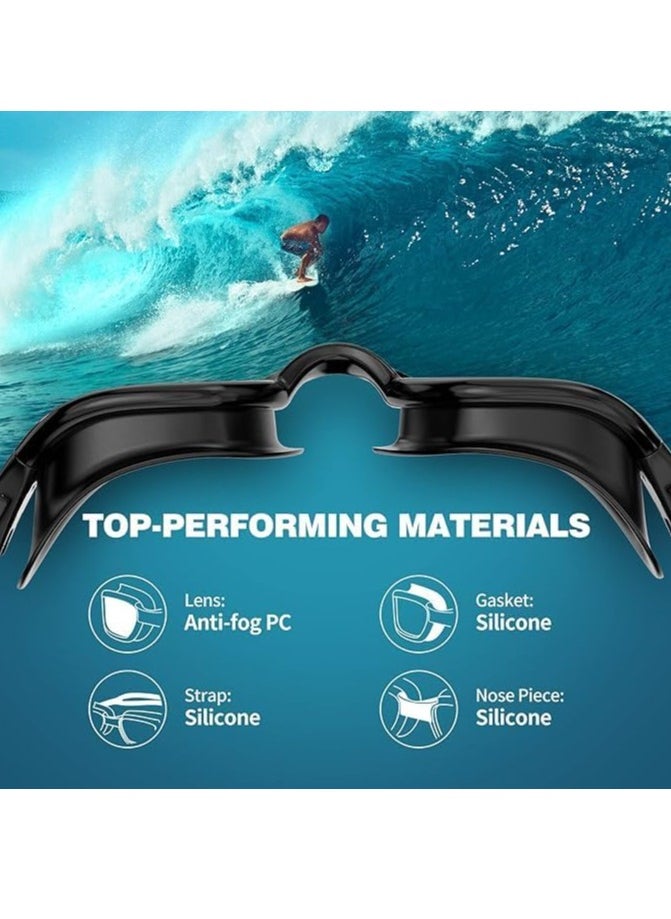 YUKE Professional Swimming Kits Swim Cap UV Protection & Anti-fog Swim Goggles Quick-Dry Swim Trunks with Earplugs Nose Clip Protection Case for Adults (Silver)  - Image 4
