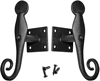 Renovators Supply Manufacturing Renovators Supply Manufacturing Black Shutter Dog Rat Tail Hand Forged Iron Rustproof Finish Pair  - Image 1