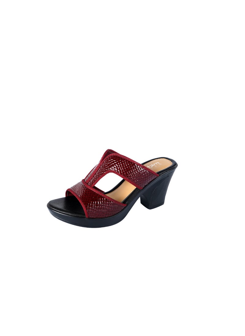 Michelle Morgan - Michelle Morgan Ladies Snake Print Block Heel Sandals Bordo 36 - Image 1