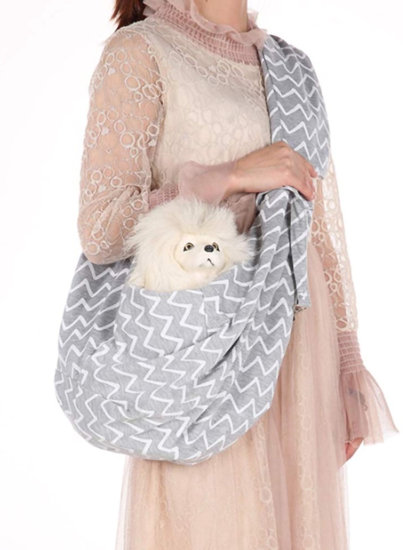 Generic Reversible Pet Sling Carrier Hands-free Sling Pet Dog Cat Carrier Bag Soft Comfortable Puppy Kitty Double Sided Pouch Shoulder Carry Tote Handbag Suitable for Pets Under 6 kg Grey Stripes - Image 2