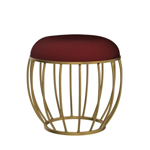 nestroots Ottoman Stool for Living Room - Metallic Stools for Sitting, Bedroom Pouffes, Side Table | 16 Inch Height, Marron Cage Design | Stylish & Durable Footrest Stool for Home,Maroon - Image 4