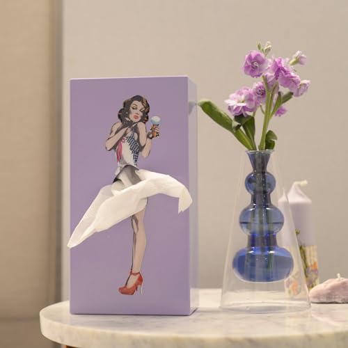 PLAYABLE ART Flying Skirt® Tissue Box - The Original Award-Winning Lady Skirt Design, Resin Pop Art, Weighted Metal Base, Made in Korea, Premium Gifts & Novelty Home Decor by Spextrum (Purple) - Image 3