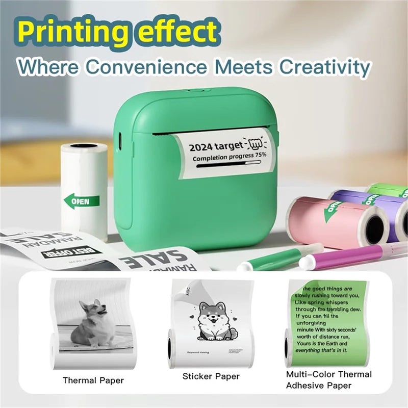 Label Printer, X6 Mini Thermal Printer with Wireless Bluetooth 1200mAh Ink-Free Small 203dpi Photo Printing Machine for Sticker Labels(X6 White) - Image 4