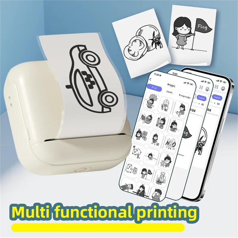 Label Printer, X6 Mini Thermal Printer with Wireless Bluetooth 1200mAh Ink-Free Small 203dpi Photo Printing Machine for Sticker Labels(X6 White) - Image 5
