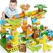 JIXIn Dinosaur Marble Runs for Kids 48 Building Blocks 187Pcs Compatible with Lego DUPLOS for Age 25  Marble Run for Kids Ages 35  Montessori Toys  STEM Toys  Fun Dinosaur Toys for Kid Ages 3 - Image 2