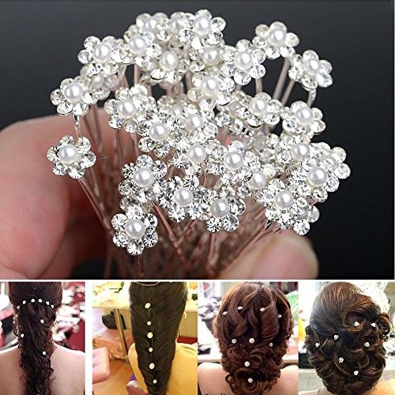 HOC Bridal Hair Juda Pin/Fancy Golden Bun Pin With Pearl for Women and Girls (Pack of 10) - Image 2