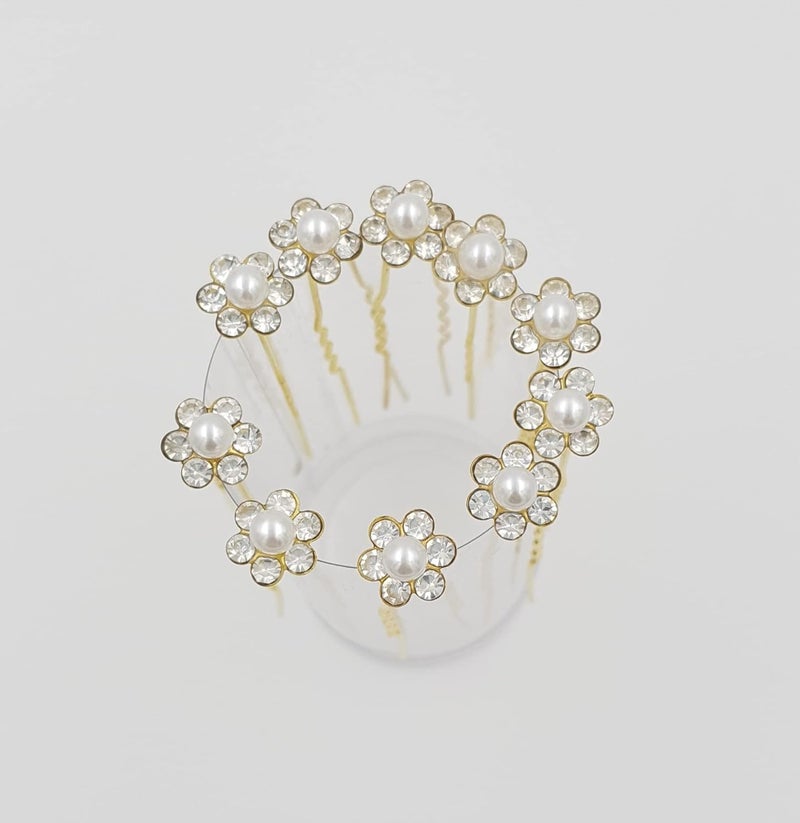 HOC Bridal Hair Juda Pin/Fancy Golden Bun Pin With Pearl for Women and Girls (Pack of 10) - Image 3