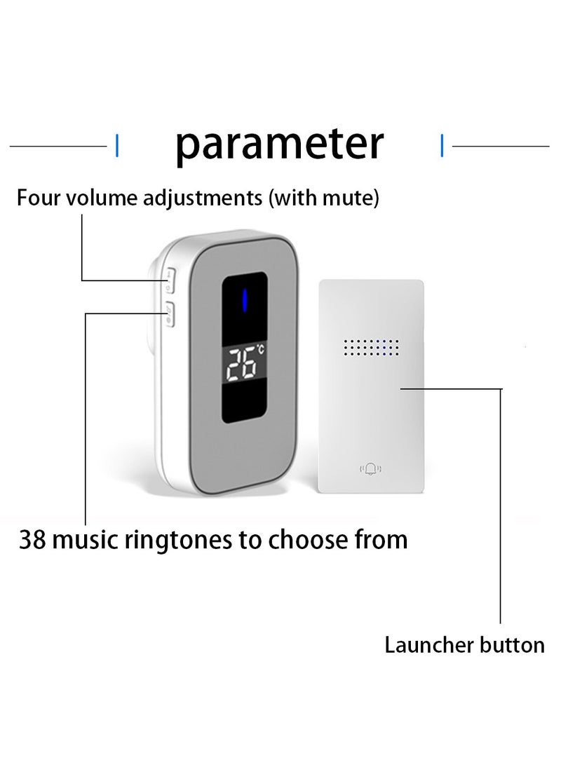 Thermometer Doorbell, Real-time Check of Indoor Temperature, with Strong Penetration Signal, Contains 38 Kinds of Prompt tones, Creating a Warm Family Atmosphere. - Image 3