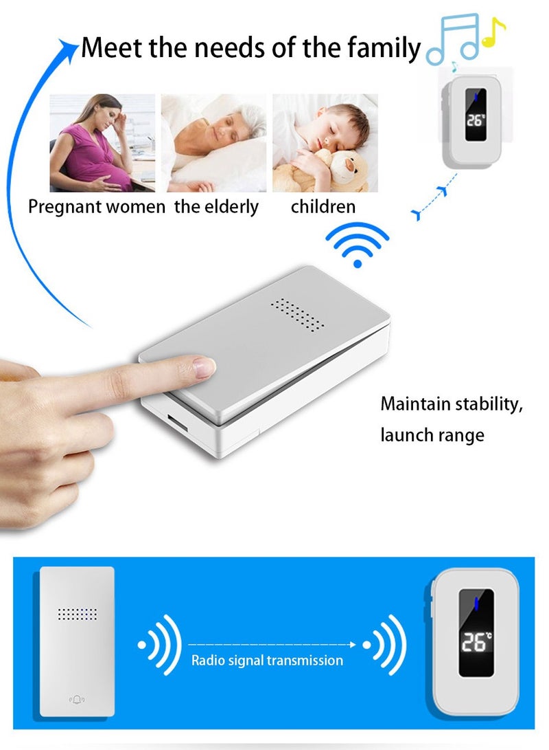 Thermometer Doorbell, Real-time Check of Indoor Temperature, with Strong Penetration Signal, Contains 38 Kinds of Prompt tones, Creating a Warm Family Atmosphere. - Image 4