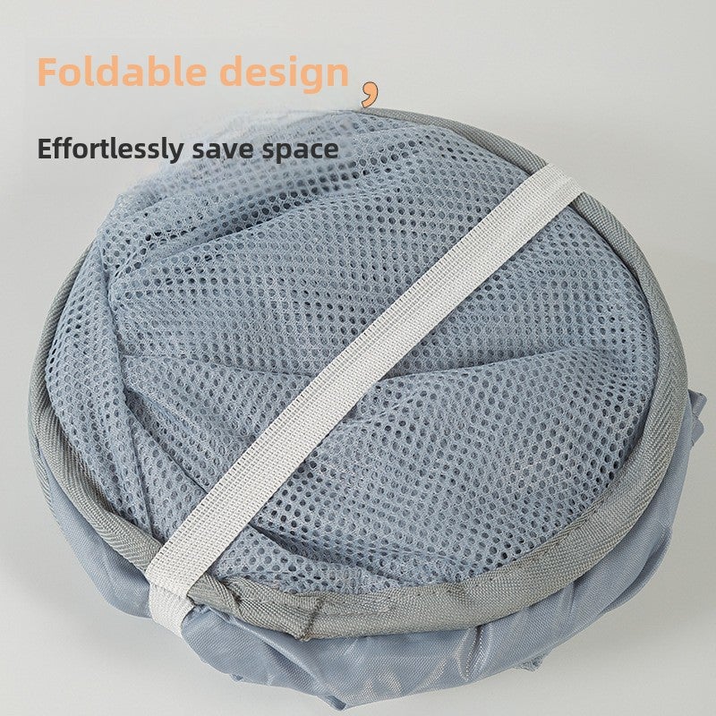 Breathable Mesh Dirty Clothes Storage Basket Portable Foldable Dirty Clothes Basket Home Bathroom Dirty Clothes Basket Factory Direct Sale(Beige vertical section) - Image 5