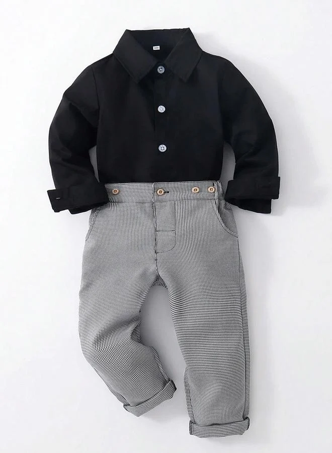 Take Two Take Two Boys Solid Shirt and Houndstooth Pants Set