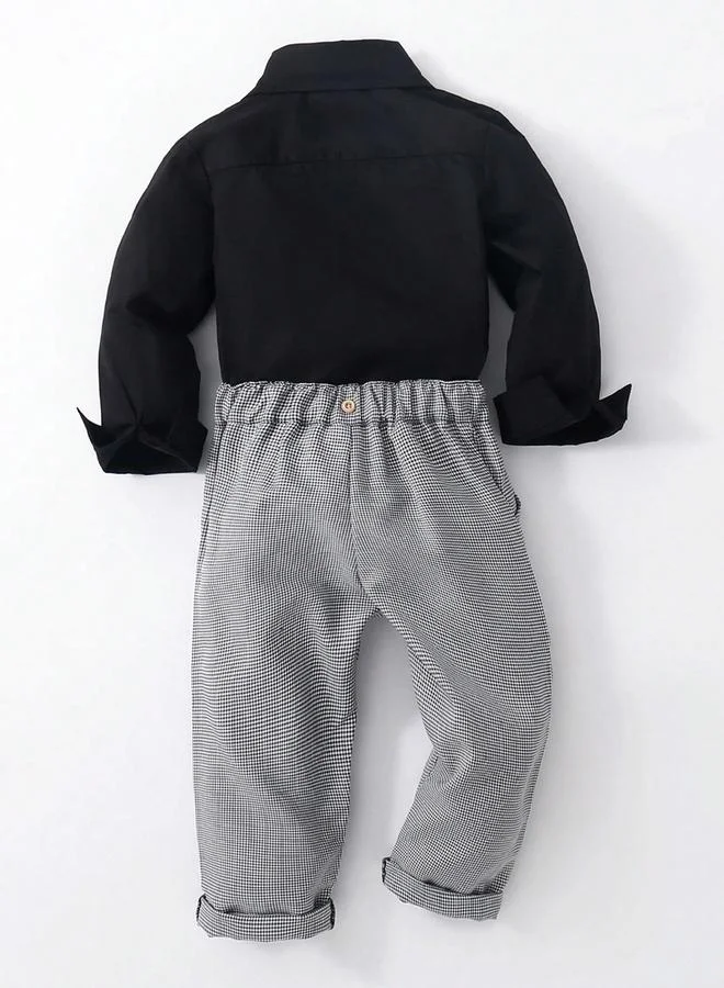 Take Two Take Two Boys Solid Shirt and Houndstooth Pants Set