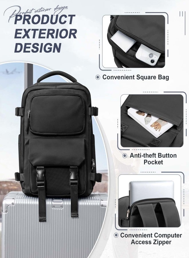 SEAFEW Travel Backpack for Women,Carry on Backpack Flight Approved,Casual Daypacks Cabin Bagage, Black, Modern Or Minimalist - Image 3
