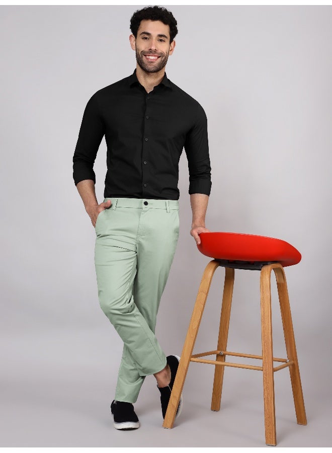 Beyoung BEYOUNG Men's Regular fit Soild Chinos for Men Seafoam Green - Image 3