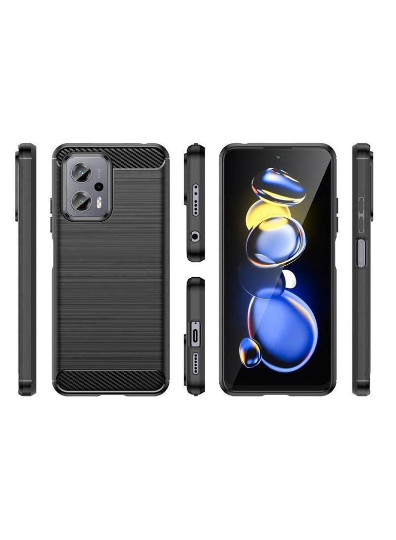 Cover Xiaomi Redmi Note 12T Pro 5G , - Protection Brushed Carbon Fiber Cover Shockproof - Anti-Scratch Case Slip-Resistant - Black  - Image 4